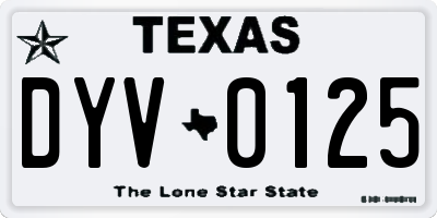 TX license plate DYV0125