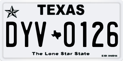 TX license plate DYV0126