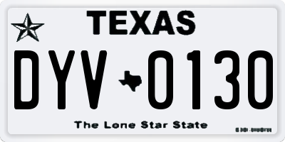 TX license plate DYV0130