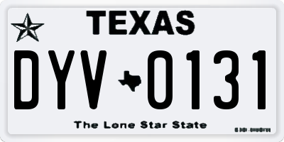 TX license plate DYV0131
