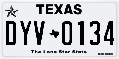 TX license plate DYV0134