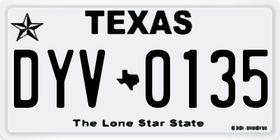 TX license plate DYV0135
