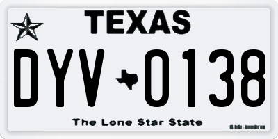 TX license plate DYV0138