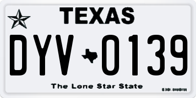 TX license plate DYV0139