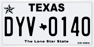 TX license plate DYV0140