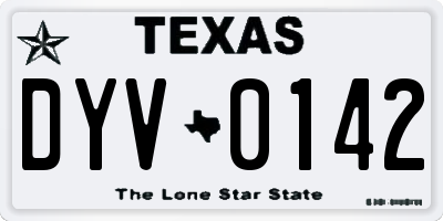 TX license plate DYV0142