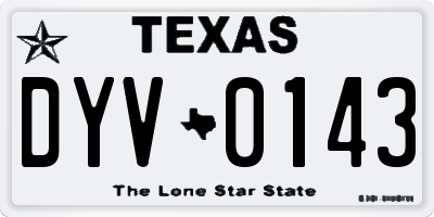TX license plate DYV0143