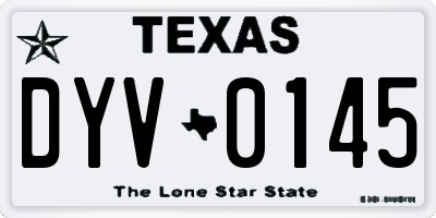 TX license plate DYV0145