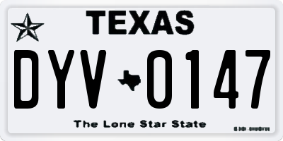 TX license plate DYV0147