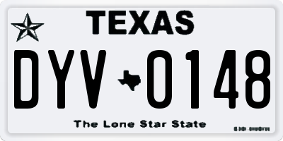 TX license plate DYV0148