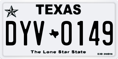 TX license plate DYV0149