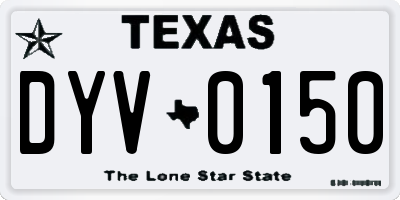 TX license plate DYV0150