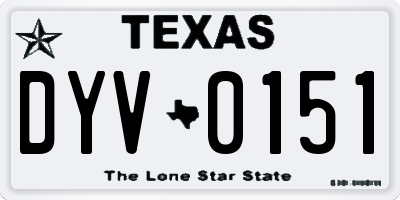 TX license plate DYV0151