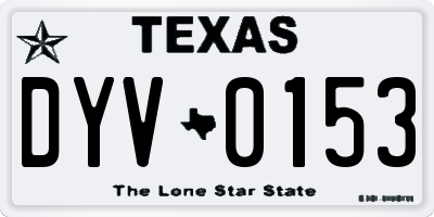 TX license plate DYV0153