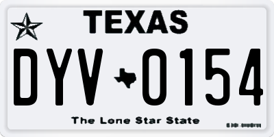 TX license plate DYV0154