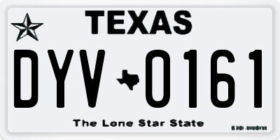 TX license plate DYV0161