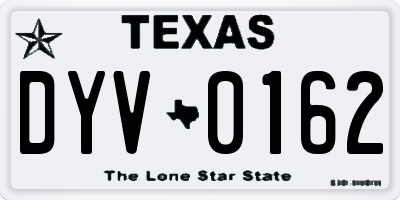 TX license plate DYV0162