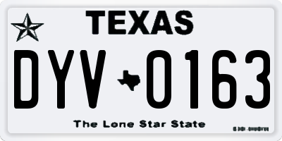 TX license plate DYV0163