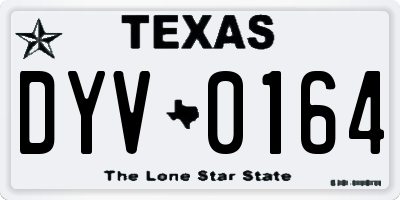 TX license plate DYV0164