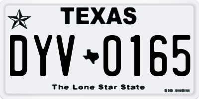 TX license plate DYV0165