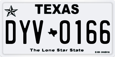 TX license plate DYV0166