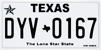 TX license plate DYV0167