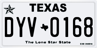 TX license plate DYV0168