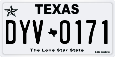 TX license plate DYV0171