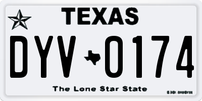 TX license plate DYV0174