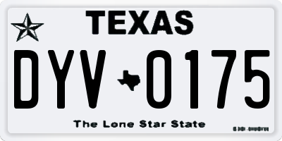 TX license plate DYV0175