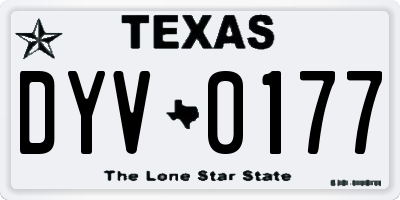TX license plate DYV0177