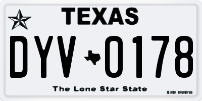 TX license plate DYV0178