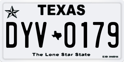 TX license plate DYV0179
