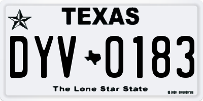 TX license plate DYV0183