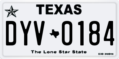 TX license plate DYV0184