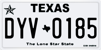 TX license plate DYV0185