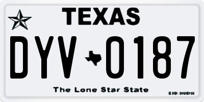 TX license plate DYV0187