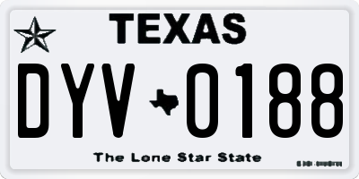 TX license plate DYV0188