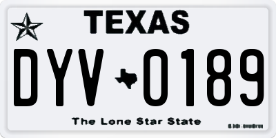 TX license plate DYV0189