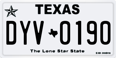 TX license plate DYV0190