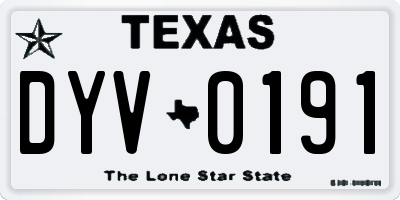 TX license plate DYV0191