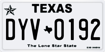 TX license plate DYV0192