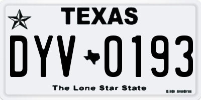 TX license plate DYV0193