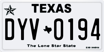 TX license plate DYV0194