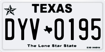 TX license plate DYV0195