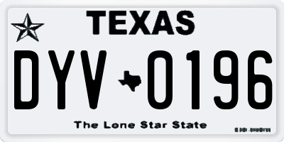 TX license plate DYV0196
