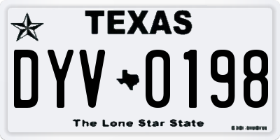 TX license plate DYV0198