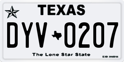 TX license plate DYV0207