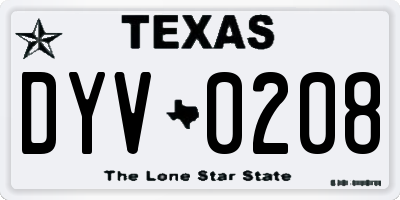TX license plate DYV0208