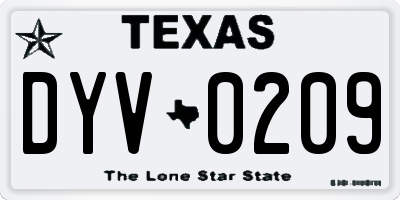 TX license plate DYV0209